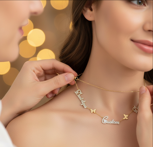 Custom Multi CZ Name Necklace Personalized Girl Name Pendant