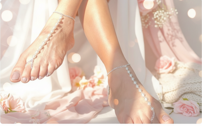 Elegant Freshwater Pearl Barefoot Sandal – Boho Bridal & Beach Anklet