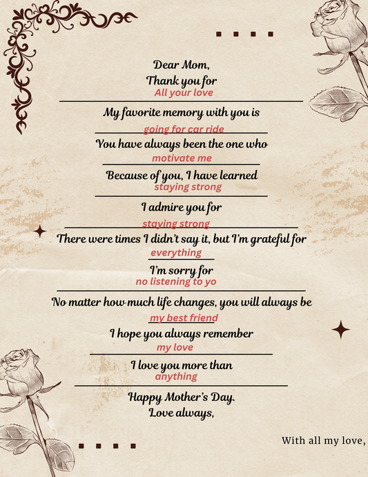 Mother's Day Letter to Mom Template