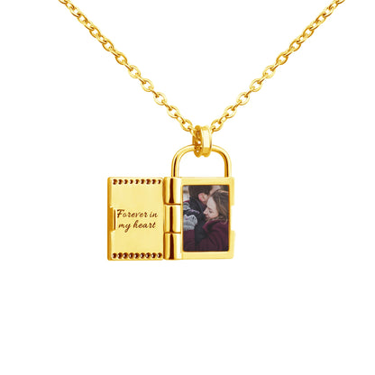 Photo Envelope Necklace with  Personalized Engraved message, Photo necklace