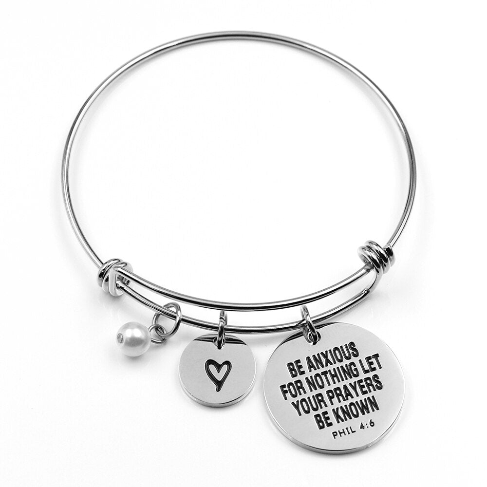 Bible Verse Bracelet Bangle Engraved Charm Faith Christian Jewelry