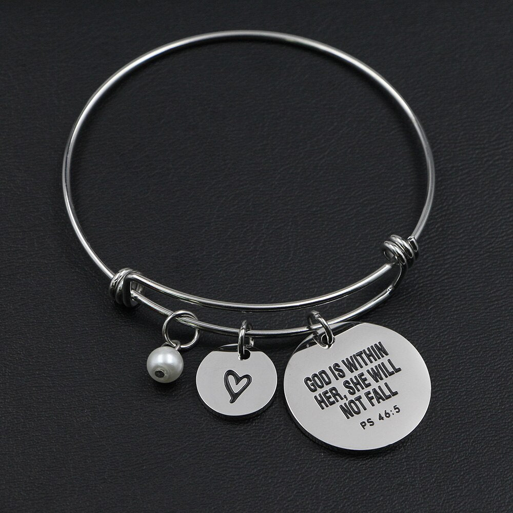 Bible Verse Bracelet Bangle Engraved Charm Faith Christian Jewelry