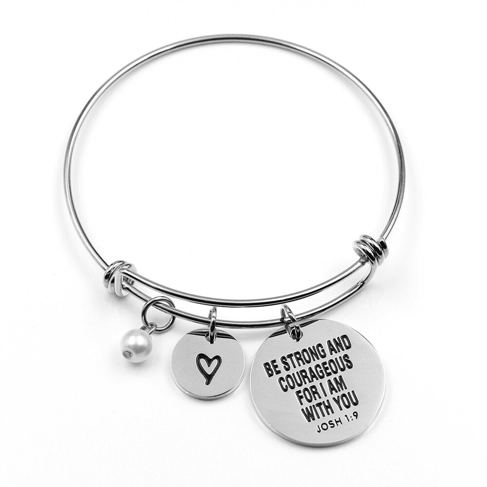 Bible Verse Bracelet Bangle Engraved Charm Faith Christian Jewelry