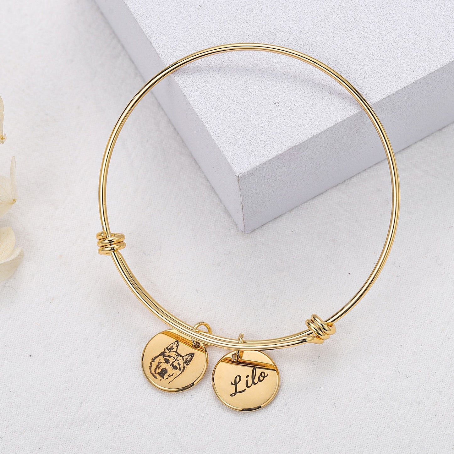 Personalized Pet Photo Disc Bracelet , Pet photo bracelet, pet memorial jewelry