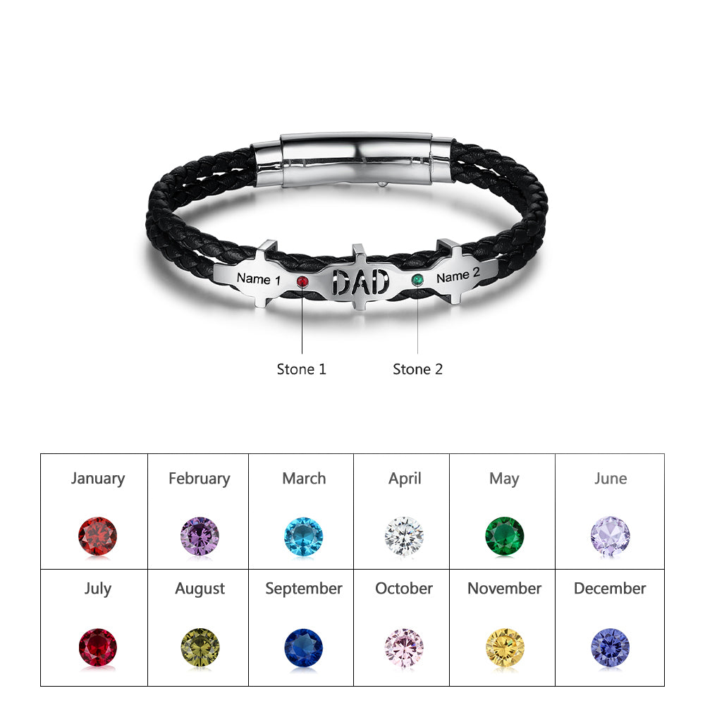 Personalized Engraved Name Dad Bracelet