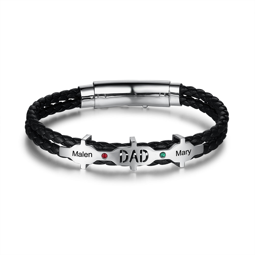 Personalized Engraved Name Dad Bracelet