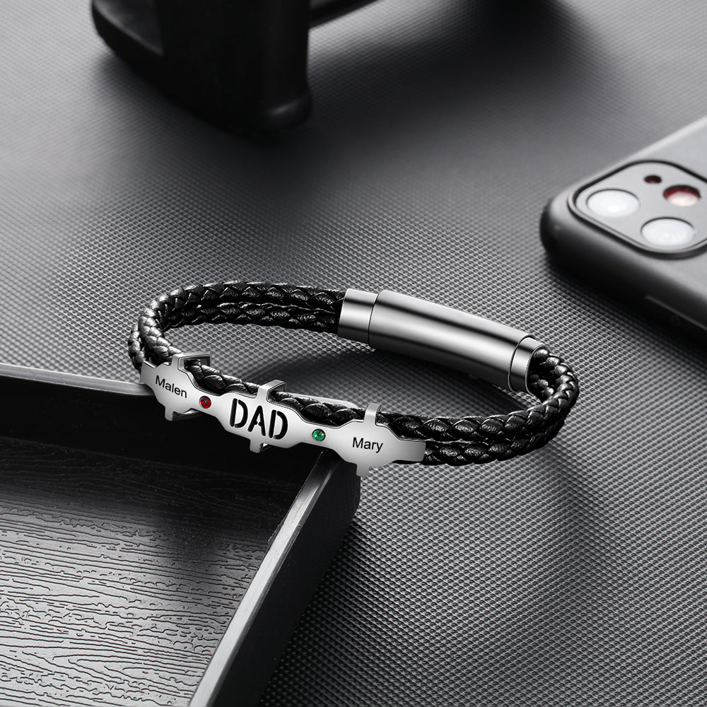Personalized Engraved Name Dad Bracelet