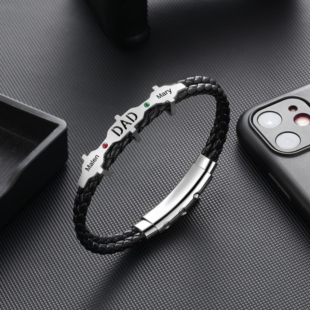 Personalized Engraved Name Dad Bracelet