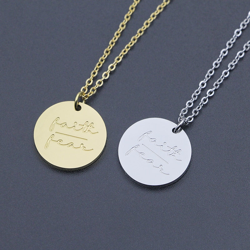 Motivational  Disc Pendant Necklace