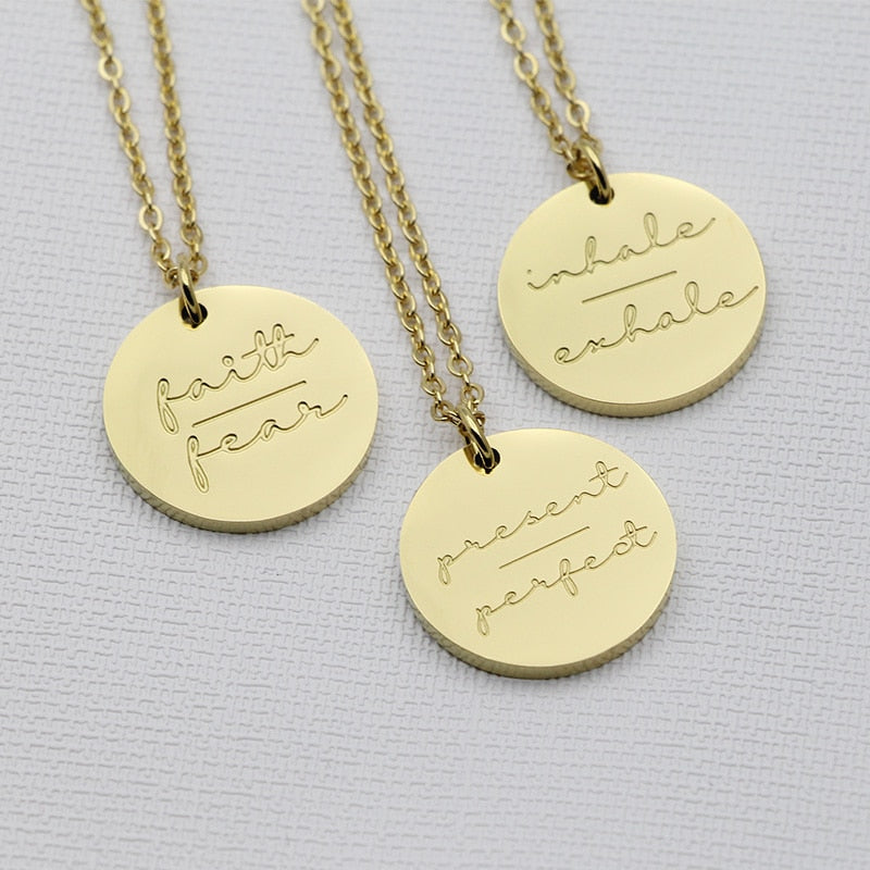 Motivational  Disc Pendant Necklace