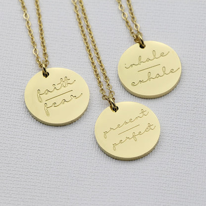 Motivational  Disc Pendant Necklace
