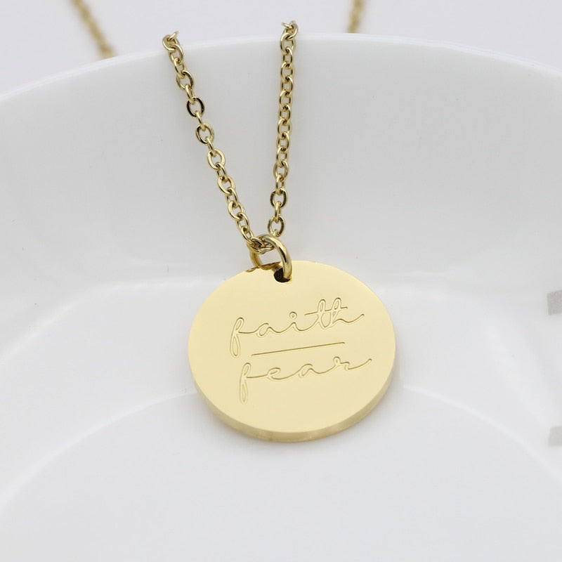 Motivational  Disc Pendant Necklace