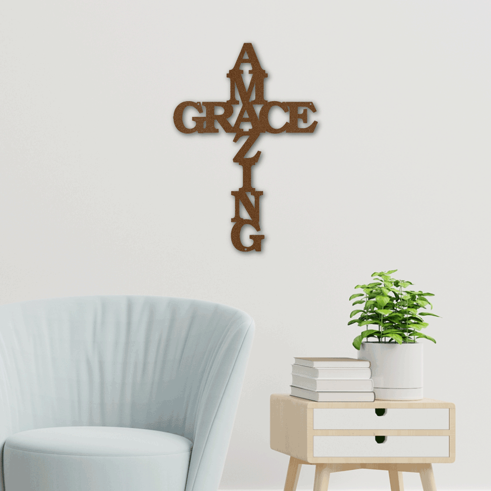 Personalized Cross Sign Metal Wall Art