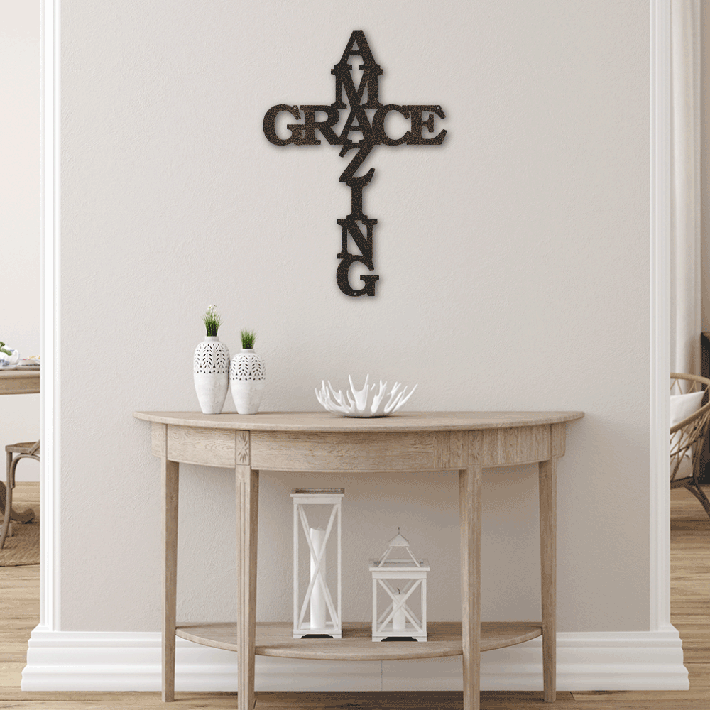 Personalized Cross Sign Metal Wall Art