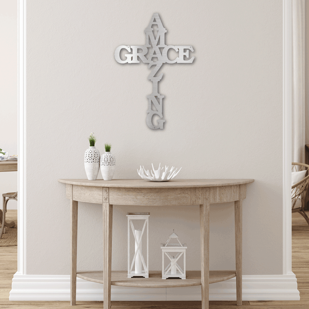 Personalized Cross Sign Metal Wall Art