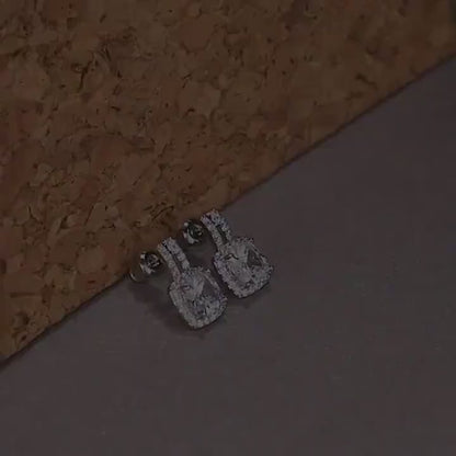 Drop earrings CZ Earrings Halo iced out  sterling silver earrings Bridesmaid gift earrings Romantic gift for wife jewelry last minute gift