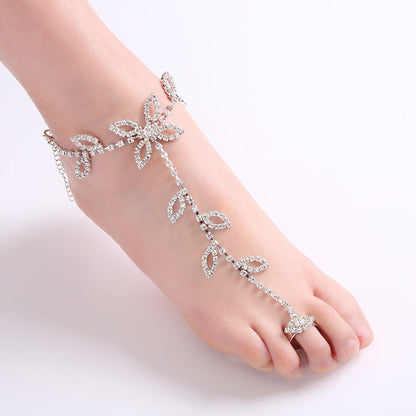 Crystal Rhinestones Barefoot Sandals, Bridal Barefoot Sandals ,Bottomless Sandals, Bridesmaid gift, Beach bride barefoot , Anklet for women