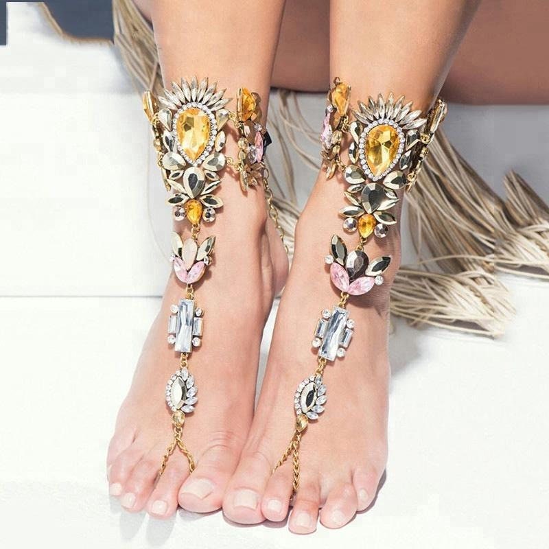 Crystal barefoot sandal, anklet for women , Beach wedding  barefoot, Bridal foot jewelry, Footless sandals, Bridesmaid gift, Wedding jewelry