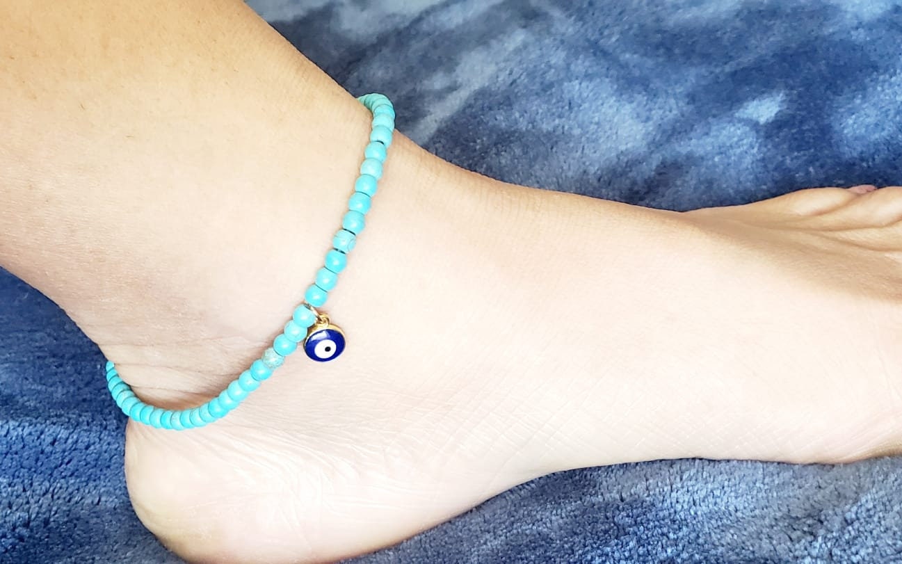 Evil eye anklet, Beaded Anklet ,Anklet for Women,Ankle Bracelet,Foot Jewelry,Boho Jewelry,Evil eye ankle bracelet,Gift for her