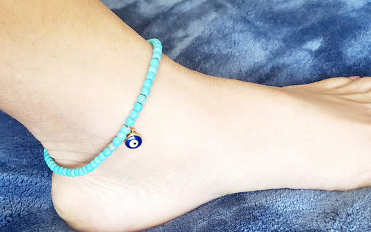 Evil eye anklet, Beaded Anklet ,Anklet for Women,Ankle Bracelet,Foot Jewelry,Boho Jewelry,Evil eye ankle bracelet,Gift for her