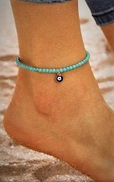 Evil eye anklet, Beaded Anklet ,Anklet for Women,Ankle Bracelet,Foot Jewelry,Boho Jewelry,Evil eye ankle bracelet,Gift for her