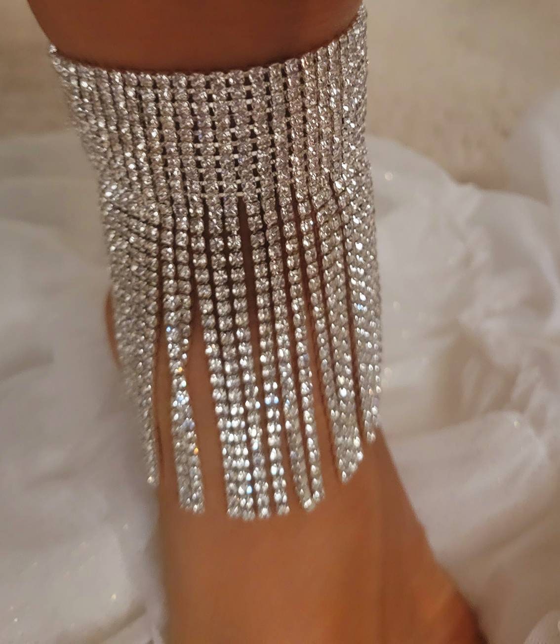 Tennis anklet rhinestone tassel anklet anklet for women slave anklet  boho anklet foot jewelry tennis chain anklet gift for girlfriend