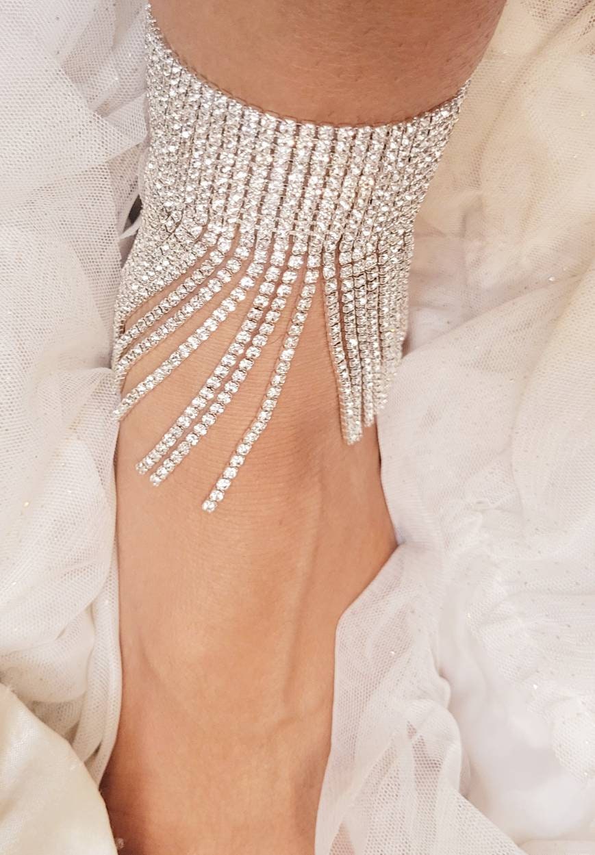 Tennis anklet rhinestone tassel anklet anklet for women slave anklet  boho anklet foot jewelry tennis chain anklet gift for girlfriend