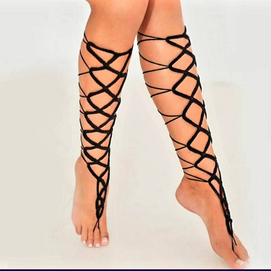 Gladiator sandals, gladiator style barefoot sandals, crochet lace up sandals,bottomless sandals,boho sandals,bridesmaid sandals,tie up shoes