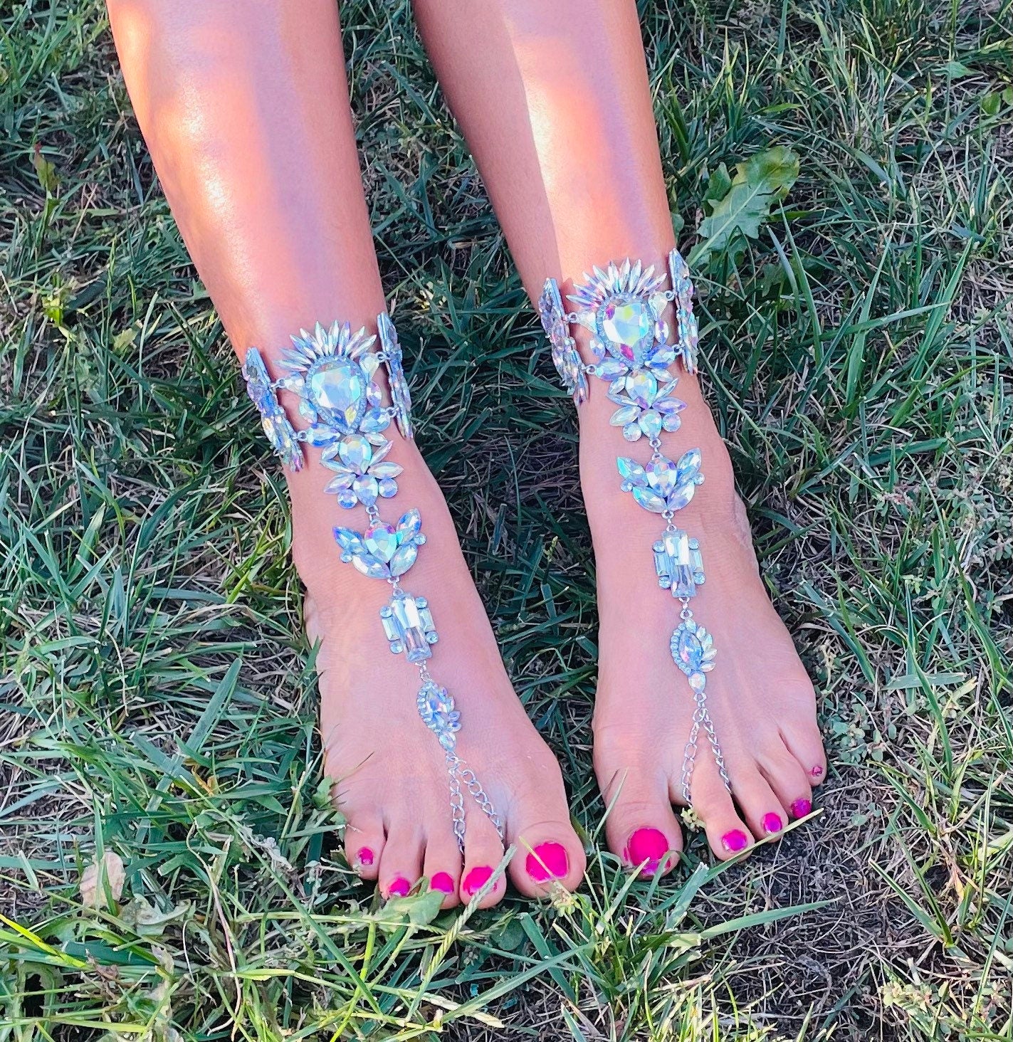 Crystal rhinestone barefoot sandals,barefoot sandals, foot jewelry,best gifts for her