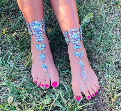 Crystal rhinestone barefoot sandals,barefoot sandals, foot jewelry,best gifts for her