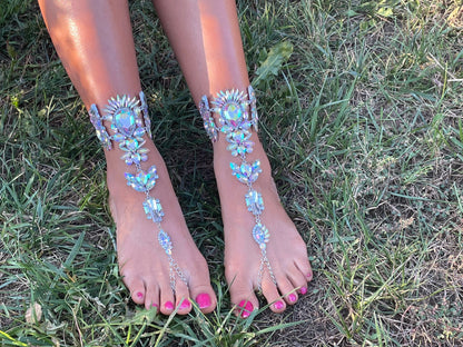 Crystal rhinestone barefoot sandals,barefoot sandals, foot jewelry,best gifts for her