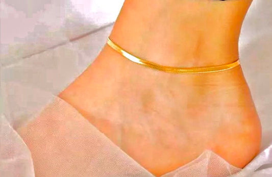 Flat chain anklet , gold chain anklet, dainty anklet, anklace for women, ankle bracelet for women, foot jewelry,Valentine’s Day gift