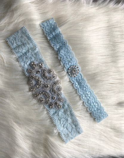 Wedding garters, blue lace garter , keepsake garters , toss garter, garters for wedding