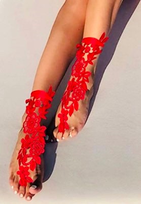 Lace barefoot sandals for Wedding Bottomless sandal for Beach wedding Bridesmaid sandals