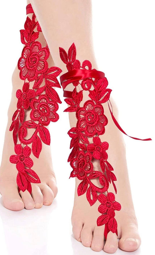 Lace barefoot sandals for Wedding Bottomless sandal for Beach wedding Bridesmaid sandals