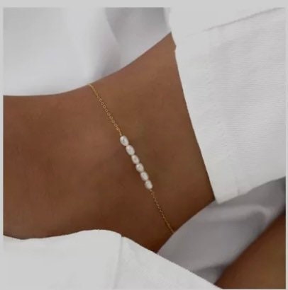 Pearl anklet for Women freshwater pearl anklet 14k gold jewelry birthday gift for wife