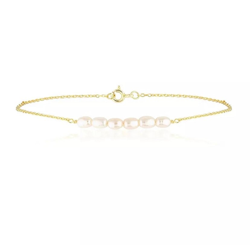 Pearl anklet for Women freshwater pearl anklet 14k gold jewelry birthday gift for wife