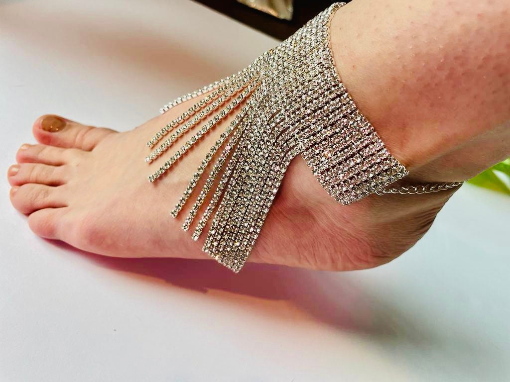 Tennis anklet rhinestone tassel anklet anklet for women slave anklet  boho anklet foot jewelry tennis chain anklet gift for girlfriend