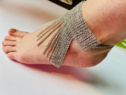 Tennis anklet rhinestone tassel anklet anklet for women slave anklet  boho anklet foot jewelry tennis chain anklet gift for girlfriend