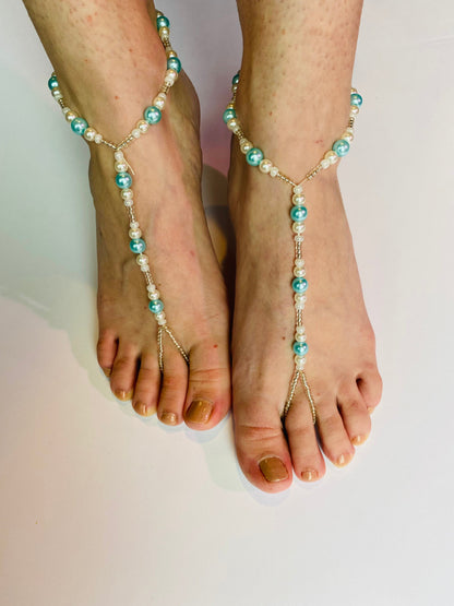 Pearl barefoot sandals,beach  wedding barefoot sandals ,bohemian sandals,foot jewelry, sexy sandals,pearl bridesmaid barefoot sandals ,