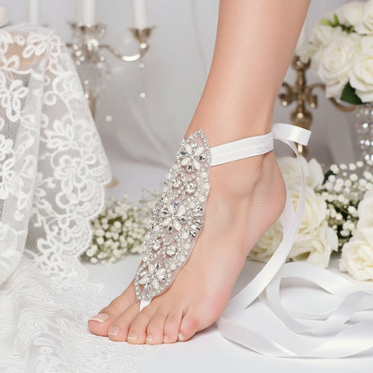 Barefoot sandals for bridal.Applique barefoot sandals Rhinestone barefoot sandals, lace barefoot sandals with stones