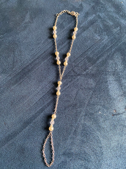 Pearl Barefoot Sandals ,pearl  anklet, Bride Barefoot sandals, Beach wedding shoes ,Beaded Barefoot Anklet , Dainty Anklet