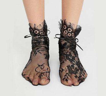 Lace socks , fishnet ankle socks, lingerie socks, socks for heels, black net socks