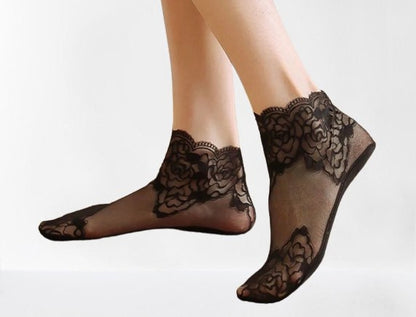 Fishnet lace socks, transparent net socks , fishnet ankle socks , ankle socks with lace