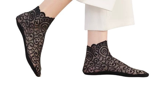 Fishnet lace socks, lace socks , sheer socks , dress socks, net socks, flower socks