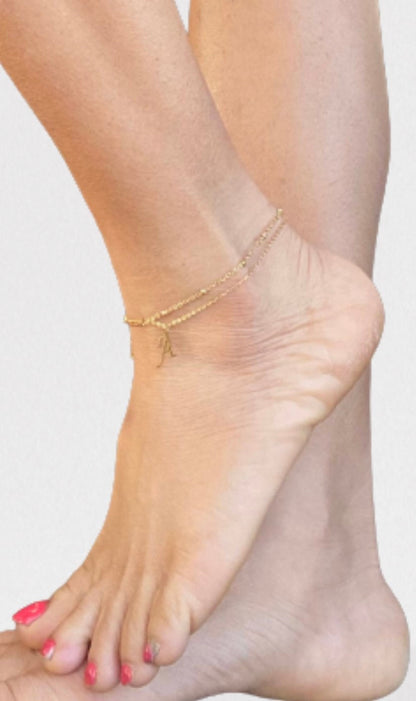 Initial charm anklet, alphabet gold anklet, personalized anklet, personalized valentines gift for her