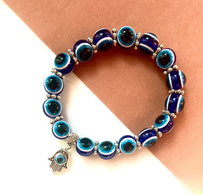 Evil eye Bracele blue beads Hamsa charm bracelet with evil eye crystal bracelet protection bracelet for women