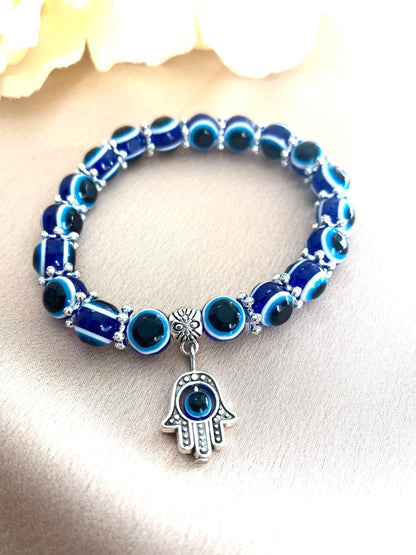 Evil eye Bracele blue beads Hamsa charm bracelet with evil eye crystal bracelet protection bracelet for women
