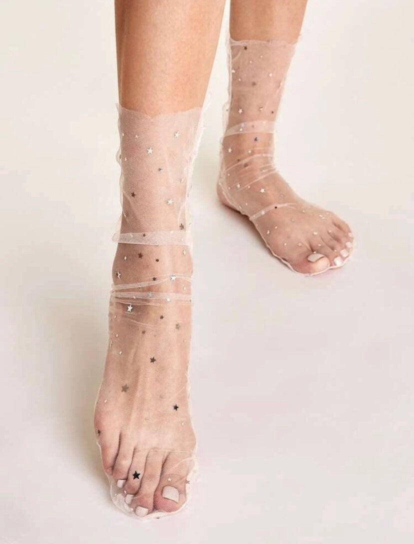 Mesh net socks, net socks , glitter socks , stylish socks for women,tulle socks