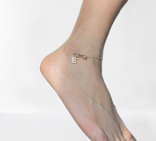 Infinity anklet with initial, Gold anklet 14k,Infinity anklet for her,Gold plated anklet,Valentine’s day gift for her